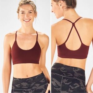 Fabletics Ellery Seamless Sports Bra In Black Cherry
